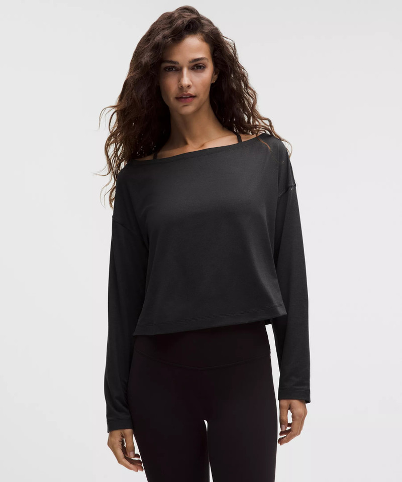 Softy Suedey Relaxed Boatneck Long-Sleeve Shirt 1