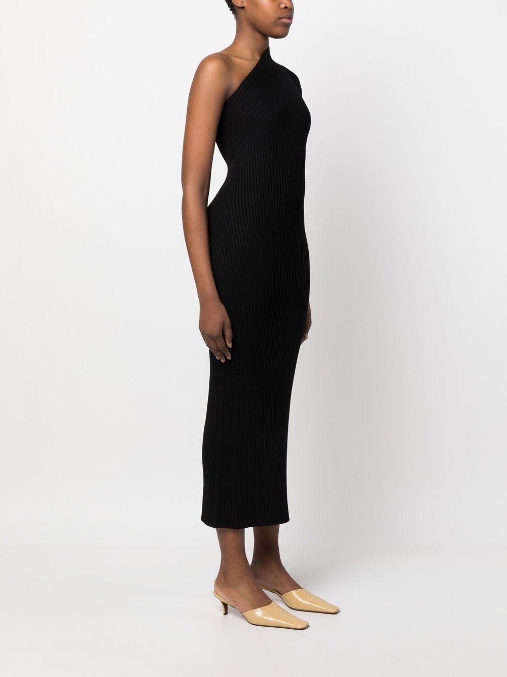 ribbed asymmetric midi dress - 3
