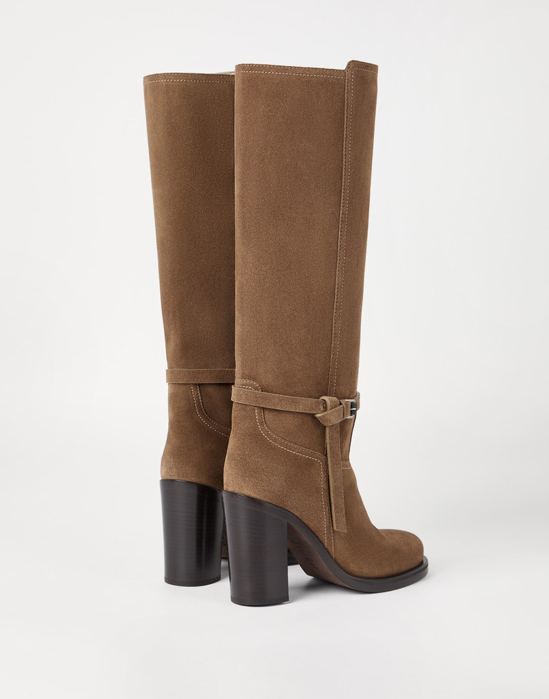 Brunello Cucinelli Suede heeled boot with monili outlook