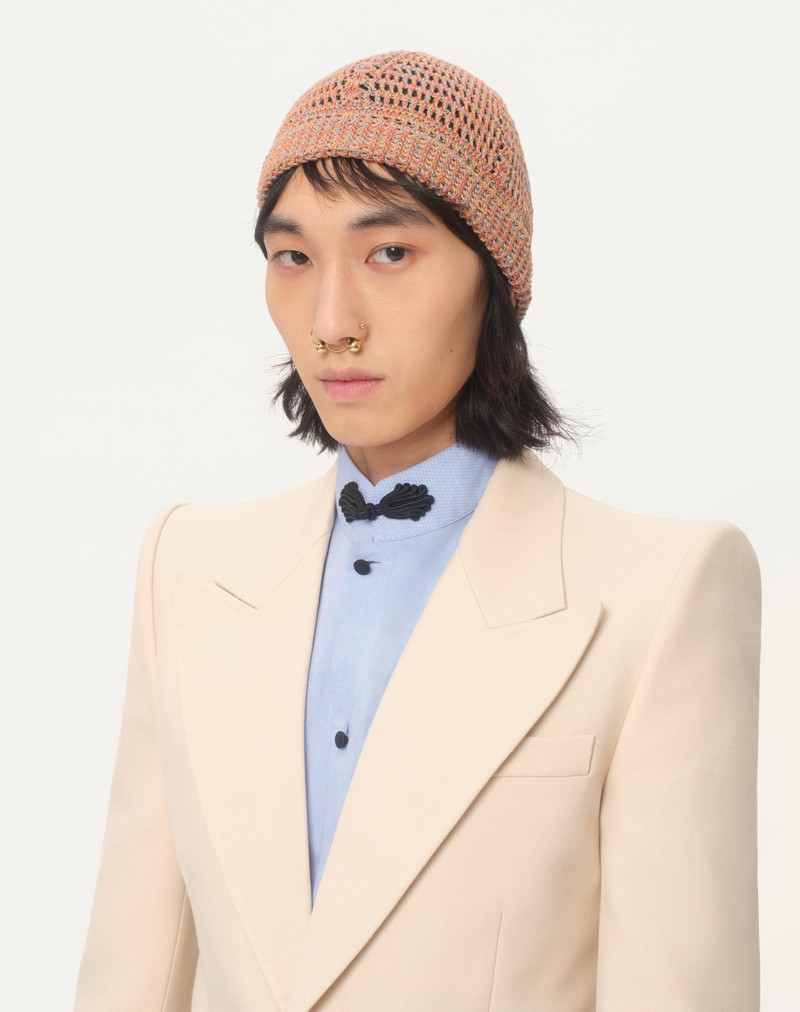 Valentino VLOGO SIGNATURE KNITTED BEANIE IN LINEN AND COTTON outlook