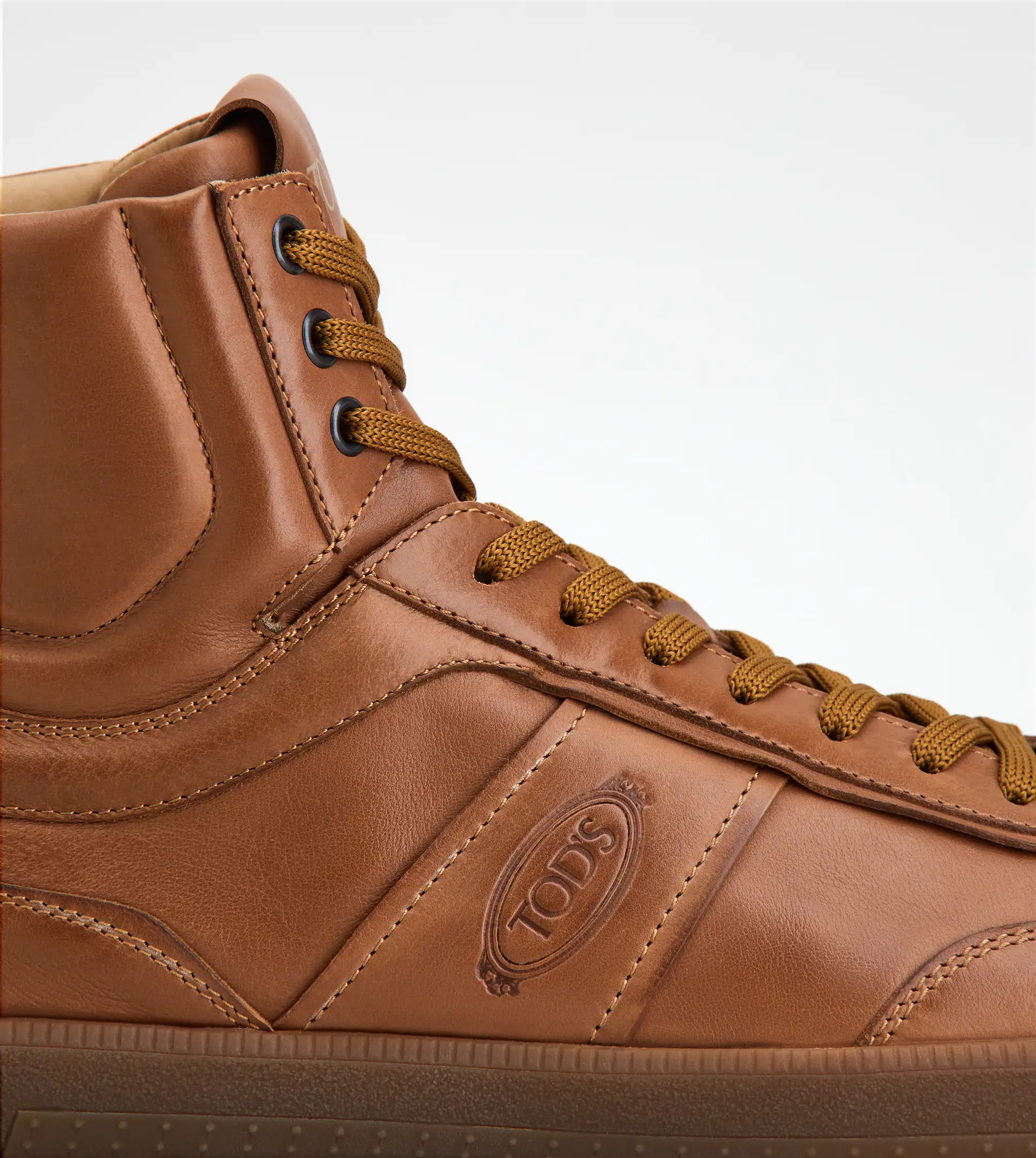 TOD'S TABS SNEAKERS HIGH-TOP IN LEATHER - BROWN - 6