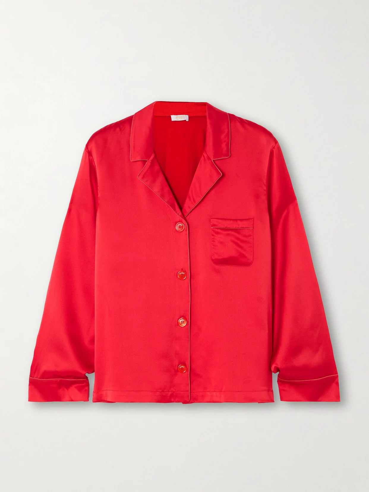 Convive Piped Silk-satin Pajama Shirt - 1