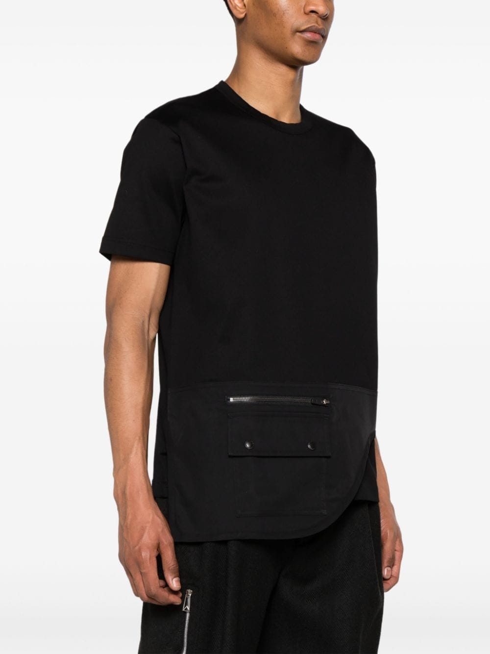 draped-panel cotton T-shirt - 3