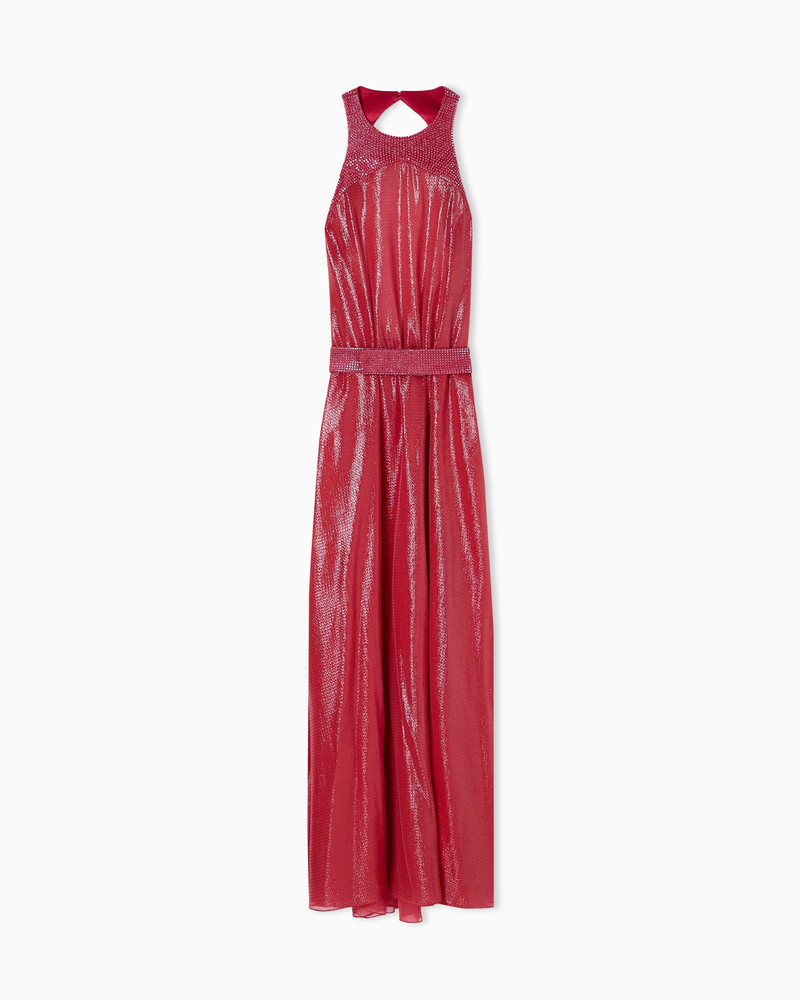 LONG DRESS IN A SILK BLEND WITH RHINESTONE DETAILS 1