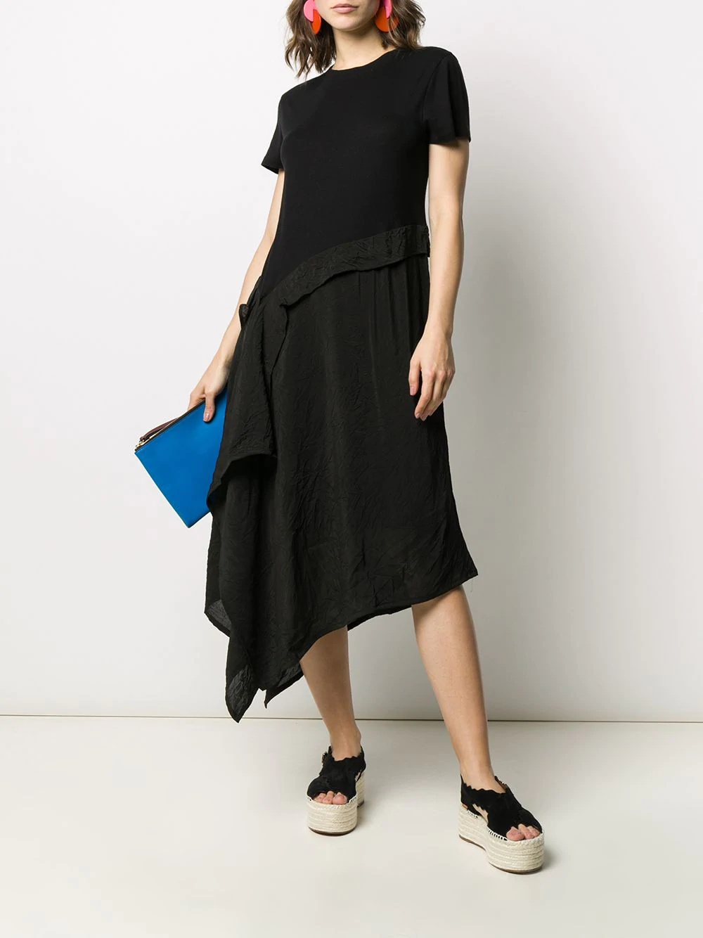 asymmetric draped midi-dress - 2