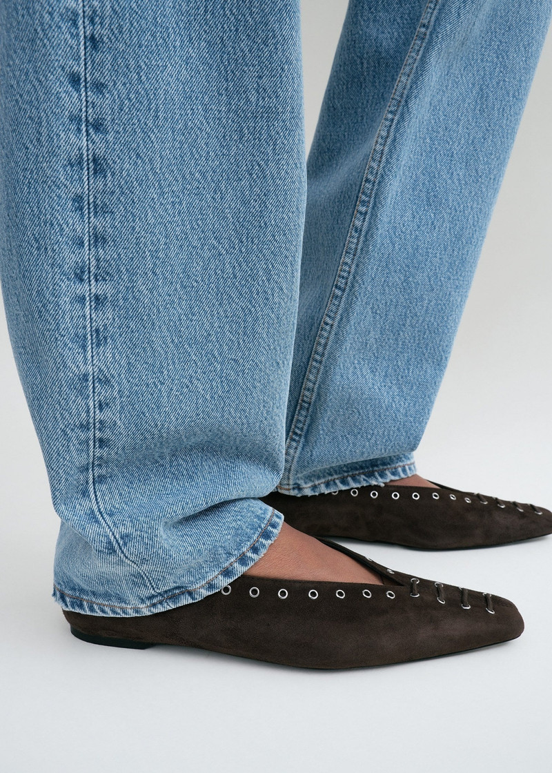 Suede lace-up ballerinas pepper 3