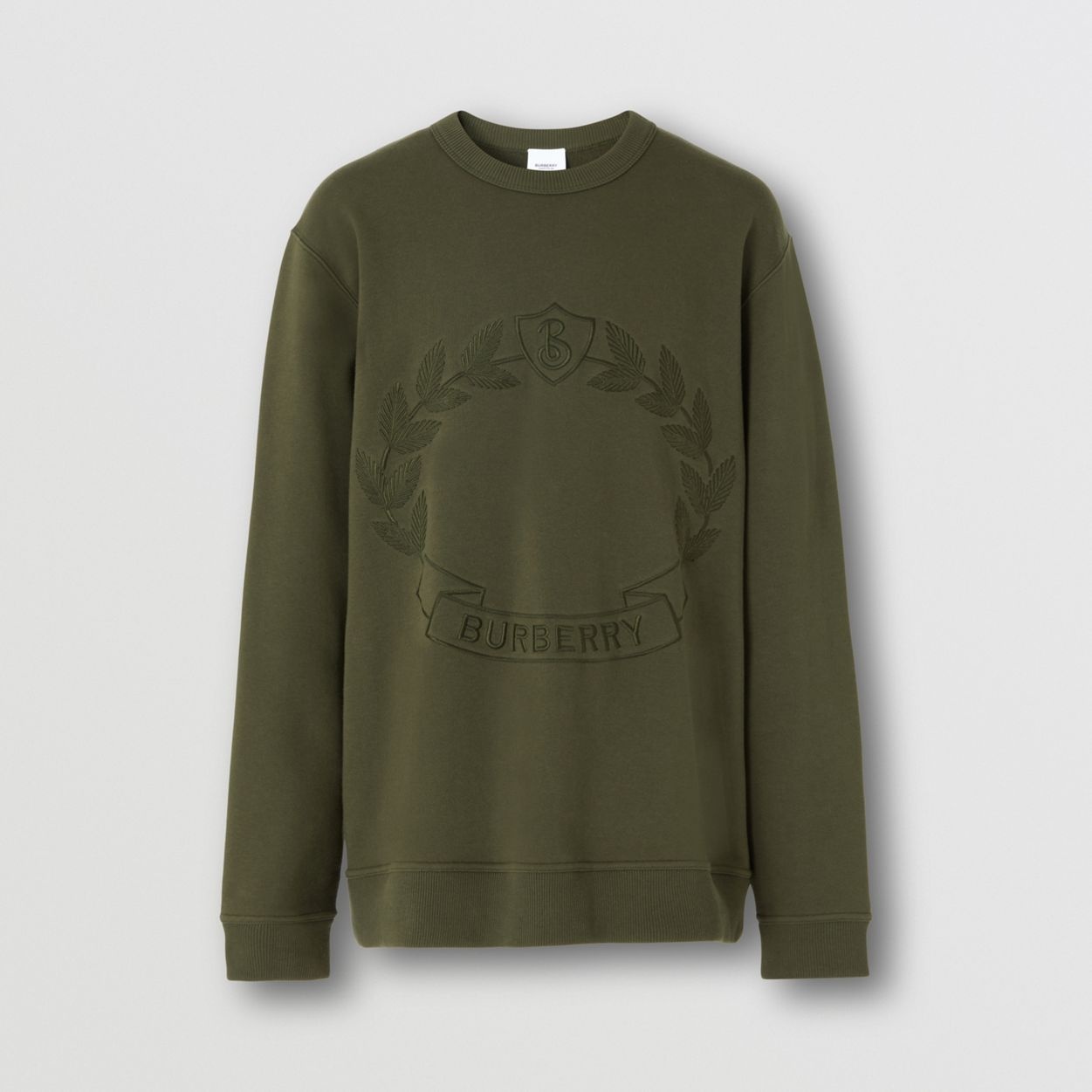 Embroidered Oak Leaf Crest Cotton Sweatshirt - 1