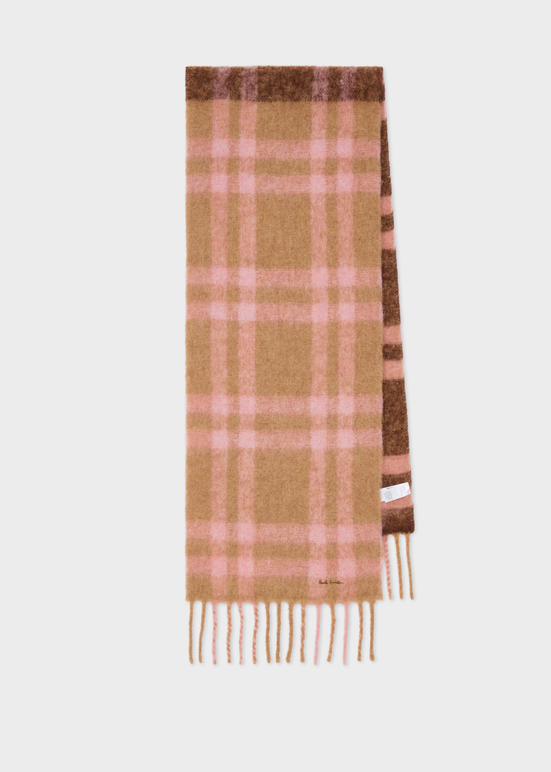 Women's Beige and Pink Check Scarf 1