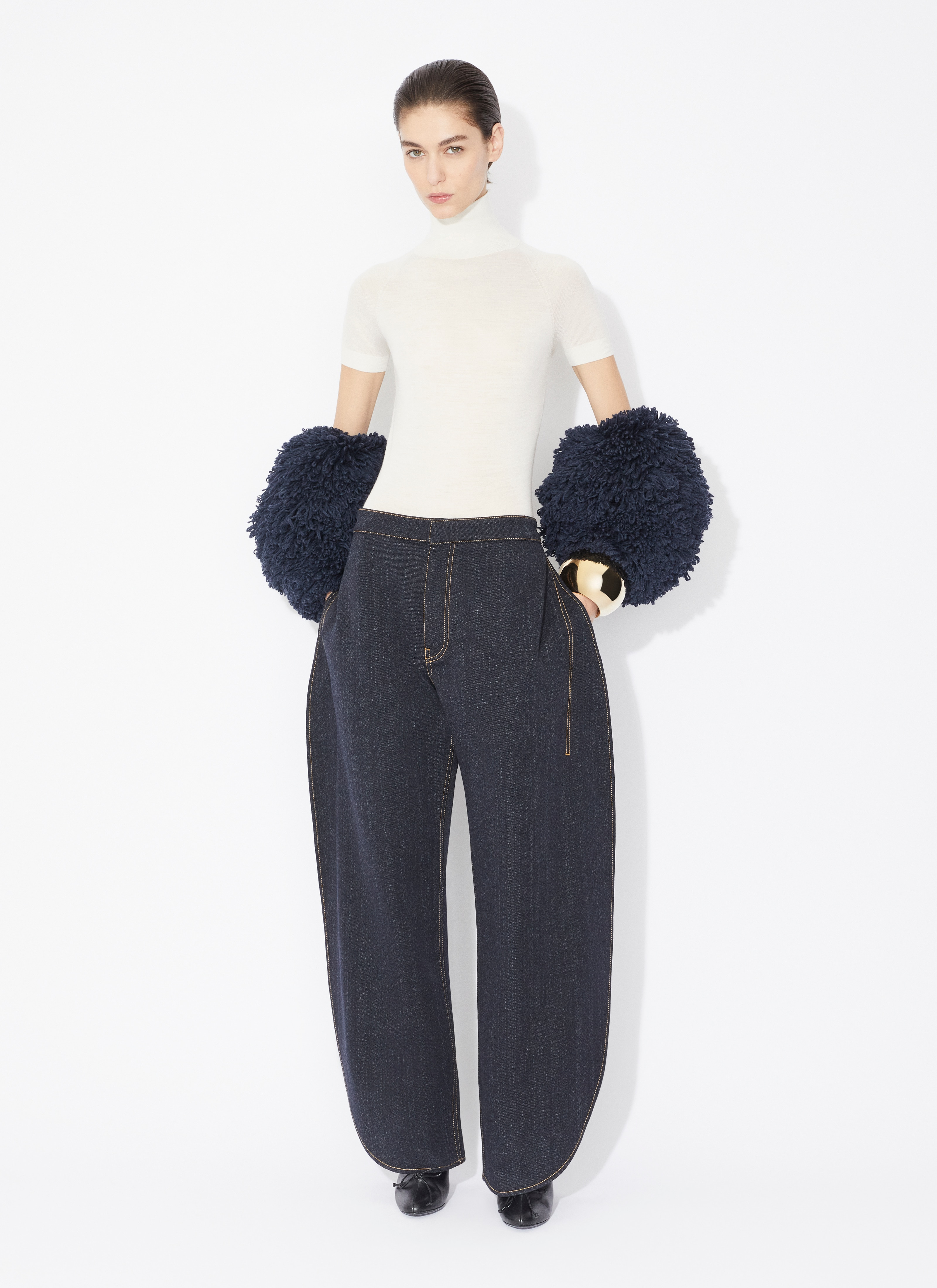 ROUND JEANS IN WOOL DENIM - 2
