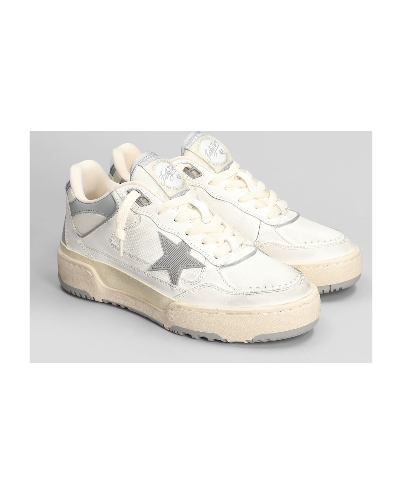 Forty 2 Sneakers In White Leather And Fabric - 2