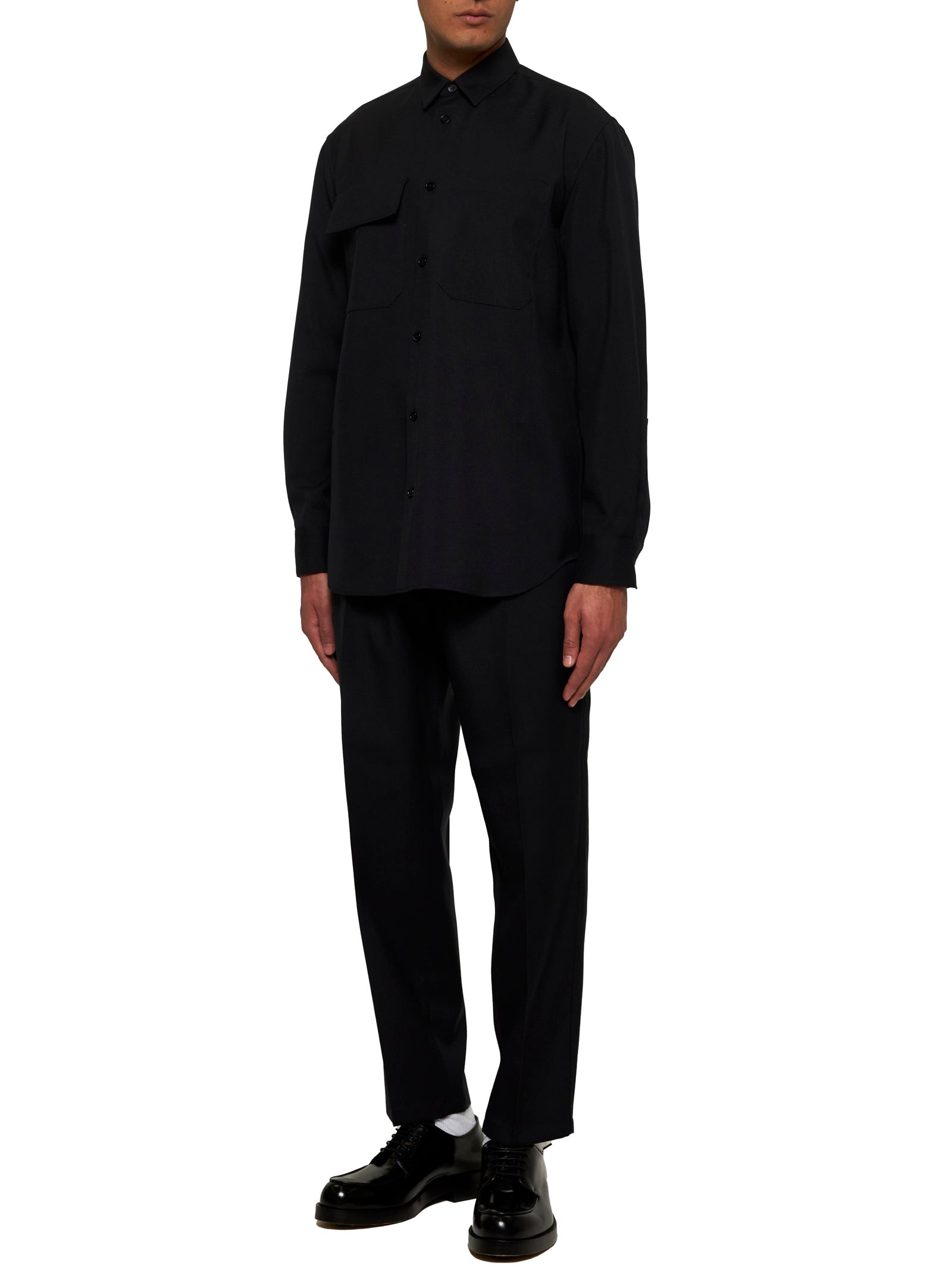 Blue wool gabardine shirt - 2