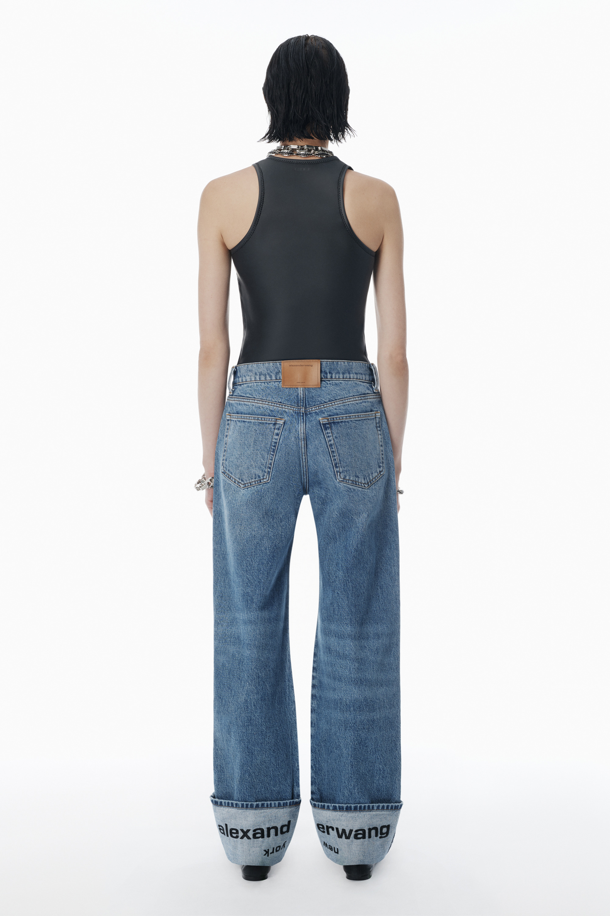 indigo logo-embroidered mid-rise jeans - 4