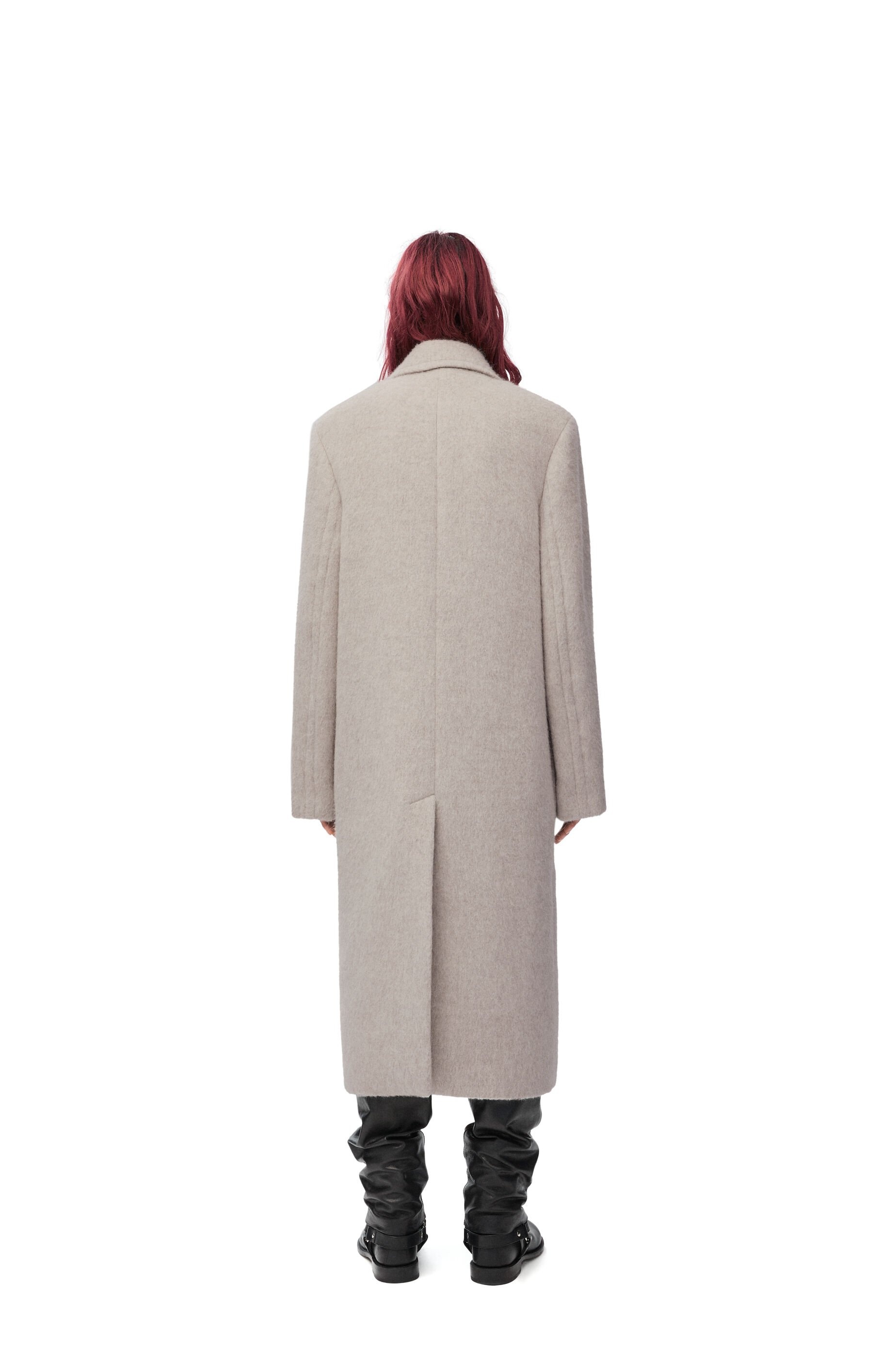 Double-breasted coat in lama and wool - 4