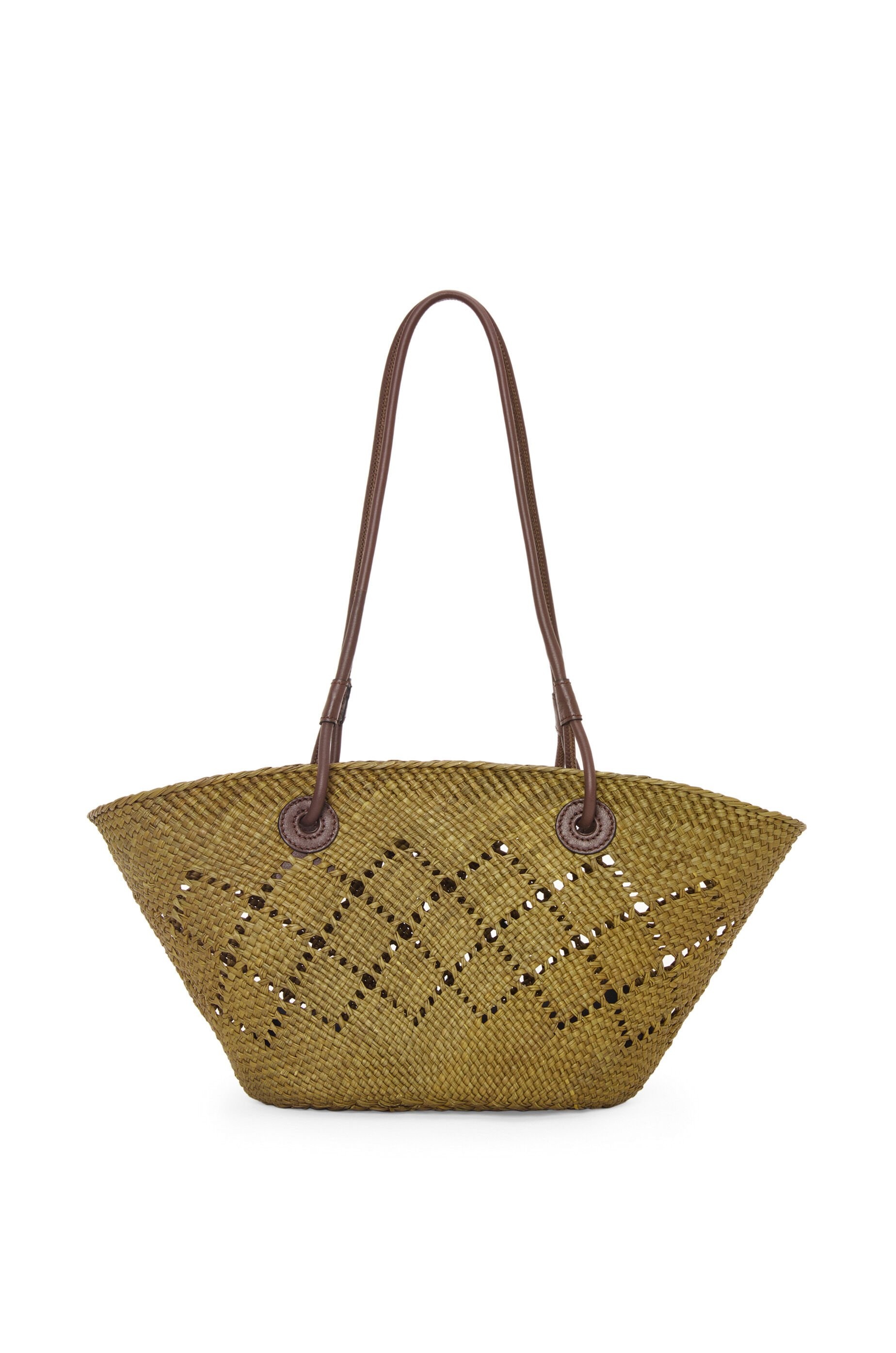 Small Anagram Basket bag in iraca palm and calfskin - 3