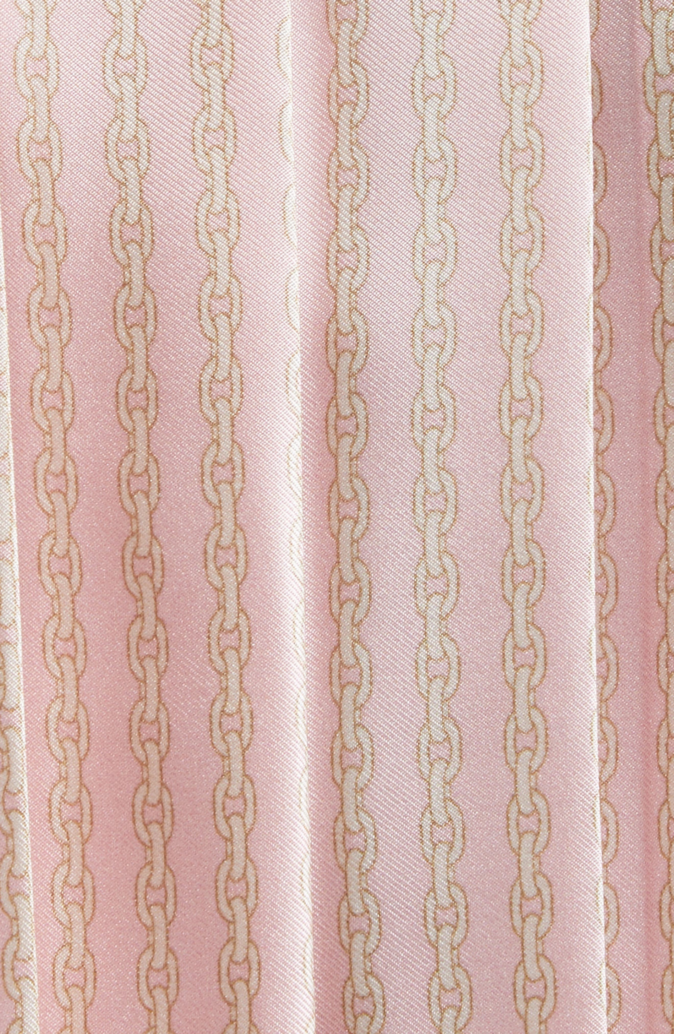 Versace Chain Pinstripe Pleated Silk Twill Skirt in Pastel Pink Milk at Nordstrom - 7