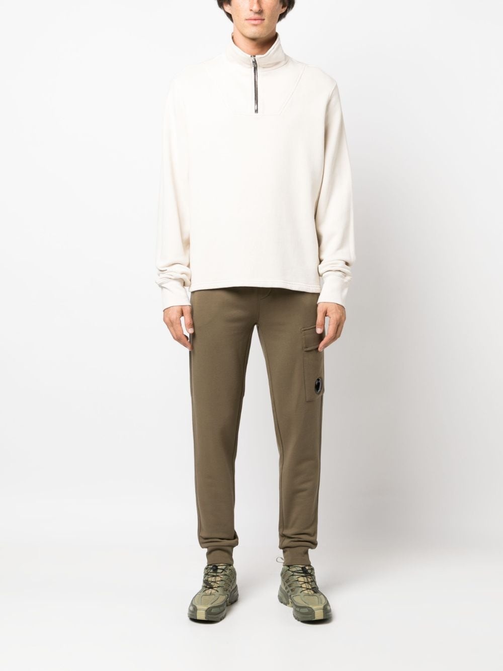 logo-plaque cotton track pants - 2