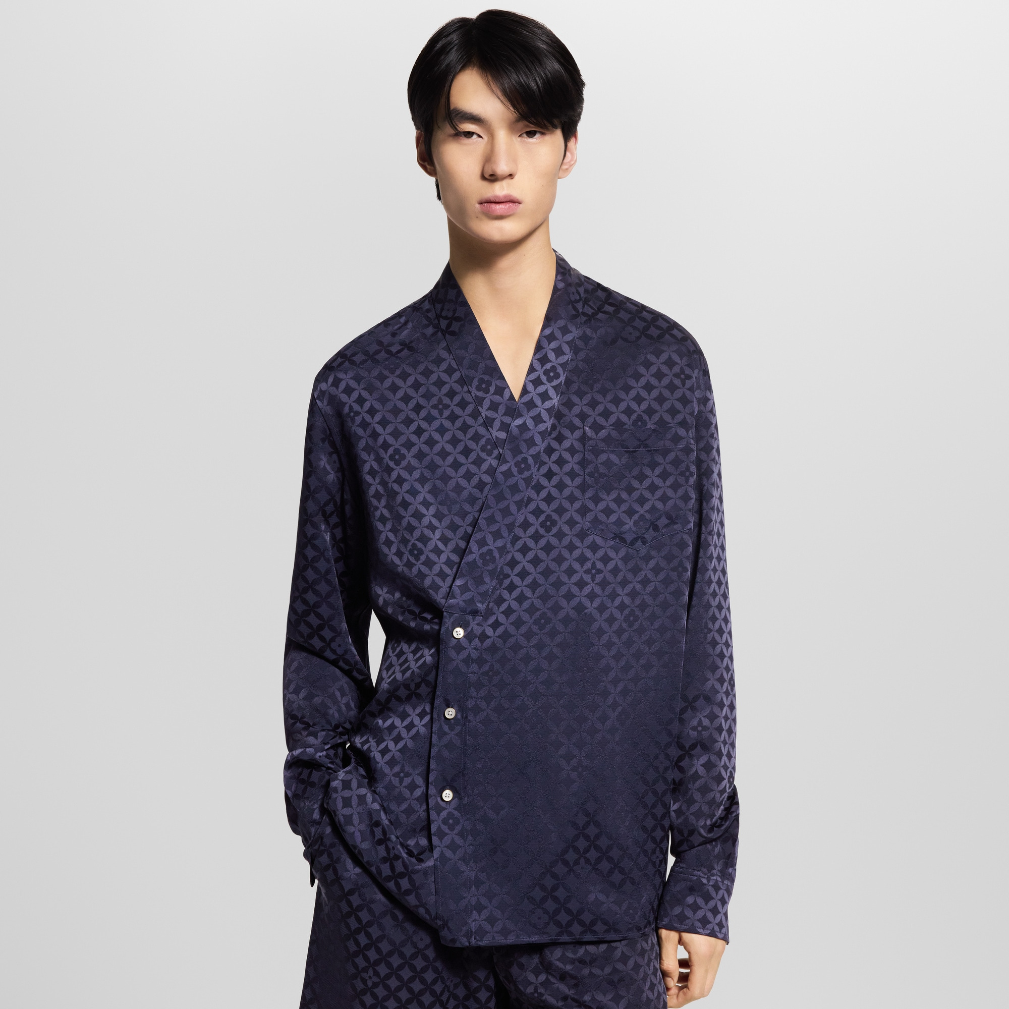 Graphic Jacquard Long-Sleeved Kimono Shirt - 2