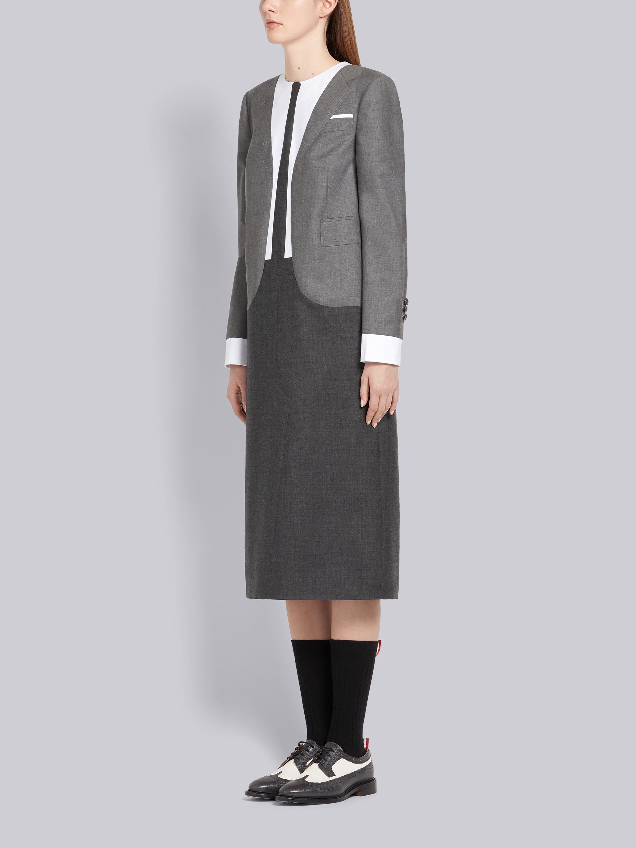 Trompe L'oeil Super 120s Suit Dress - 2