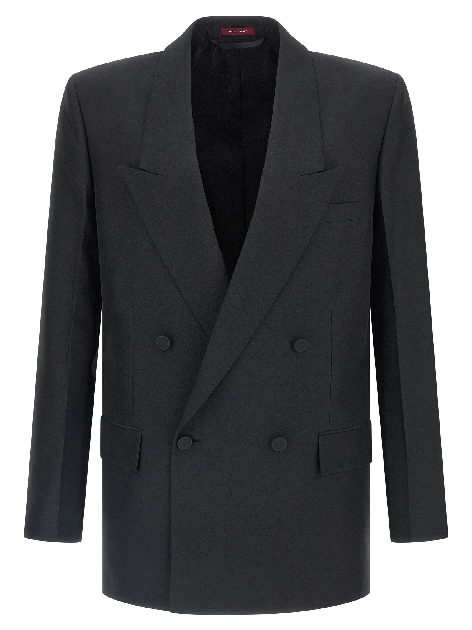 Double-Breasted Technical Panama Blazer Black - 1