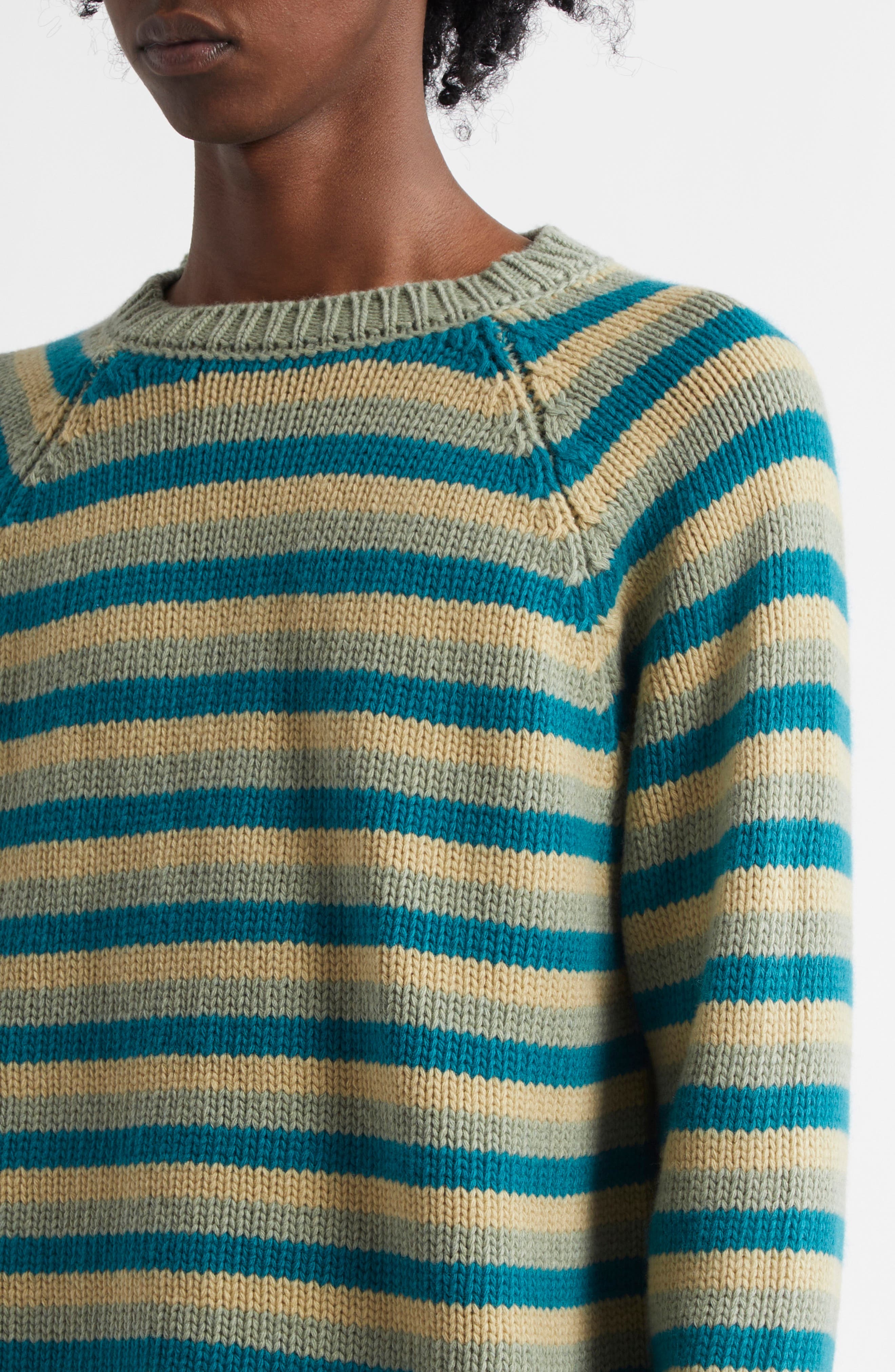 Bode Mossy Glen Wool Crewneck Sweater in Green Multi at Nordstrom - 4