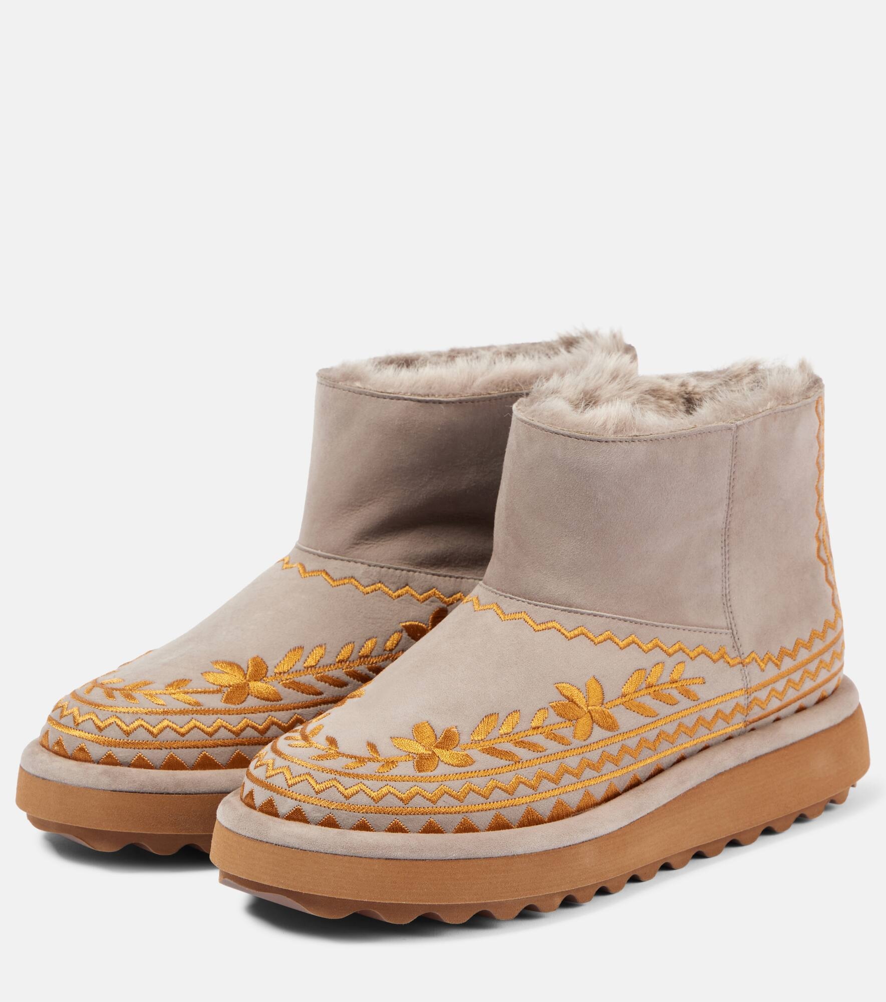 Zarina shearling-lined suede snow boots - 4