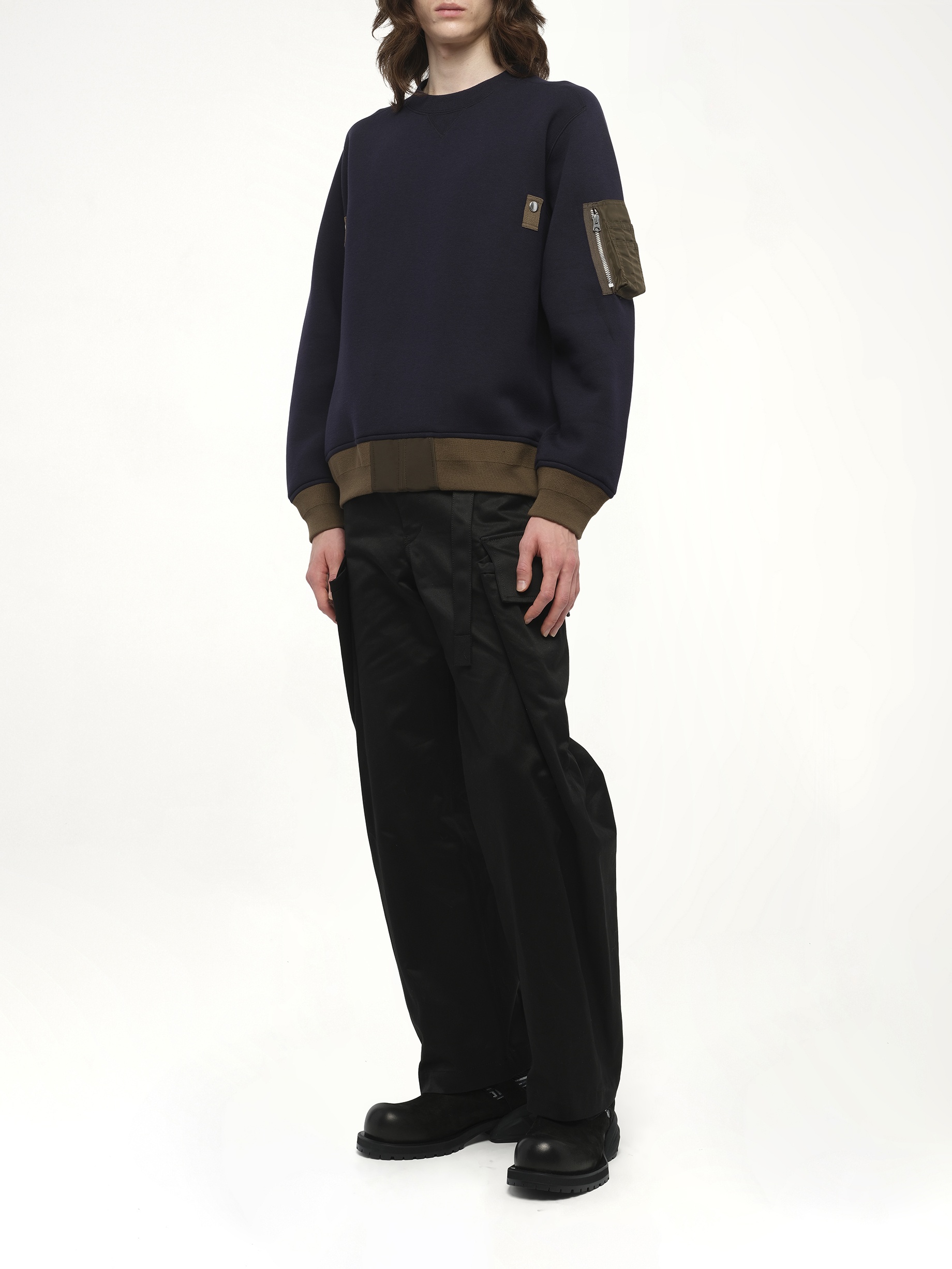 Sponge Sweat Pullover in Navy/Dark Khaki - 4