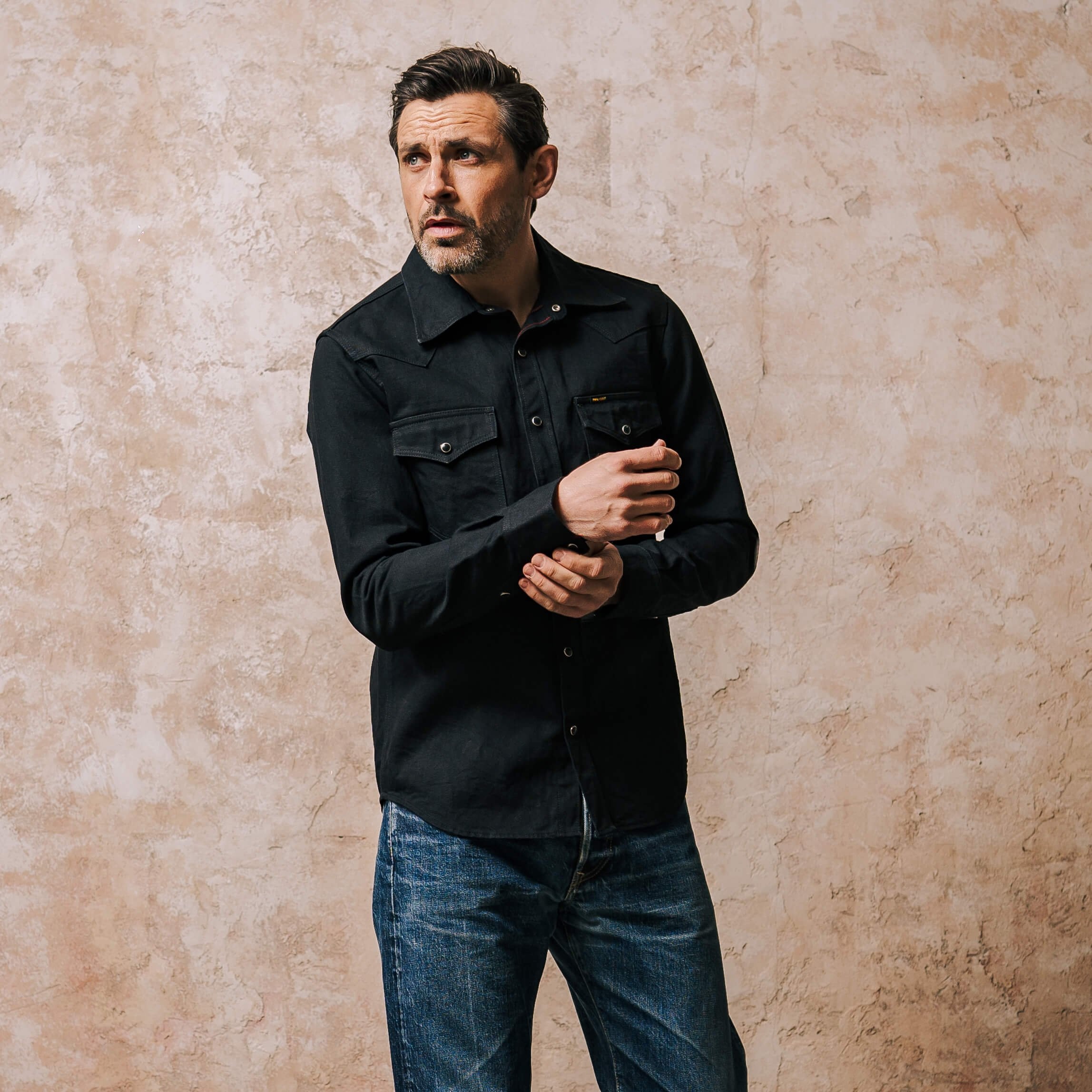 IHSH-396-BLK 13.5oz Denim Western Shirt - Black - 4