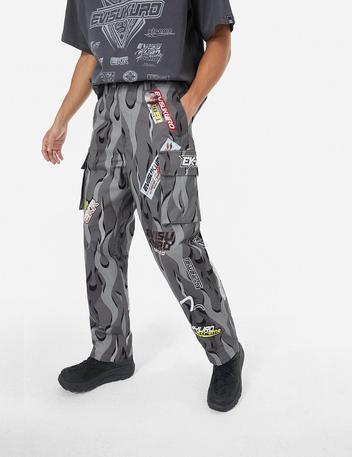 Racing Camouflage Wide-leg Cargo Pants - 4
