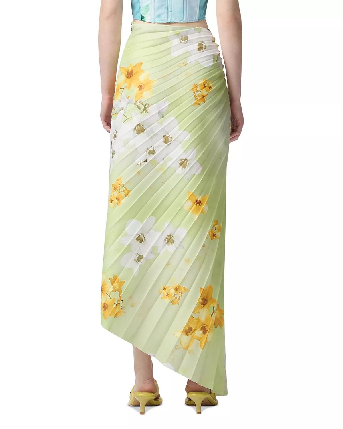 Ghiandaia Floral Pleated Asymmetric Skirt - 3