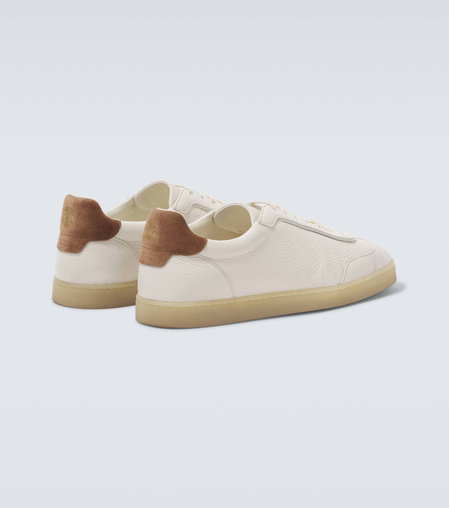 Suede-trimmed leather sneakers - 6