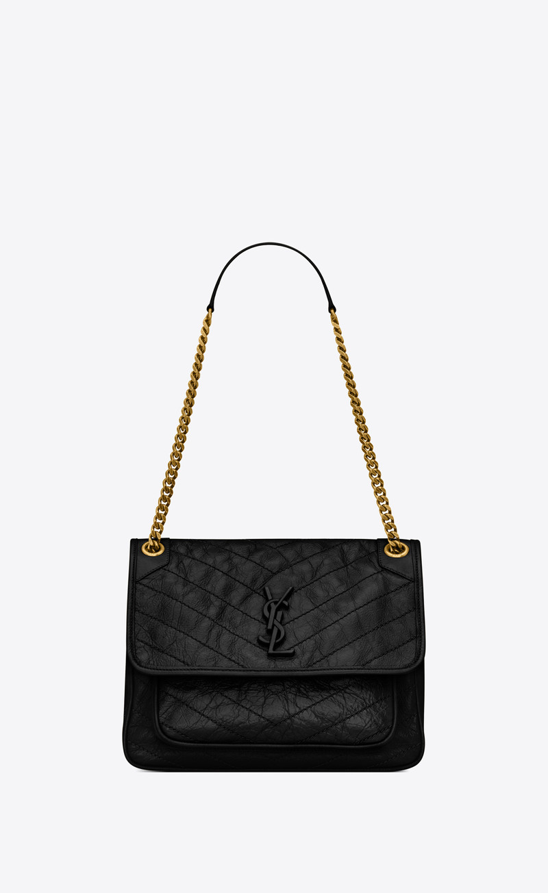 niki medium chain bag in crinkled vintage leather - 1