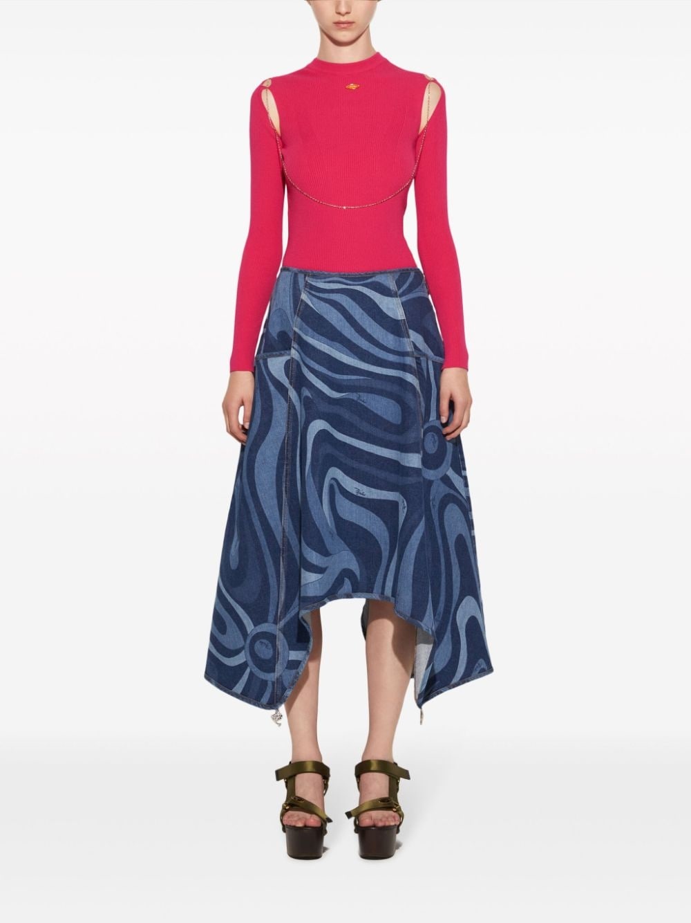 chain-embellished rib-knit top - 2