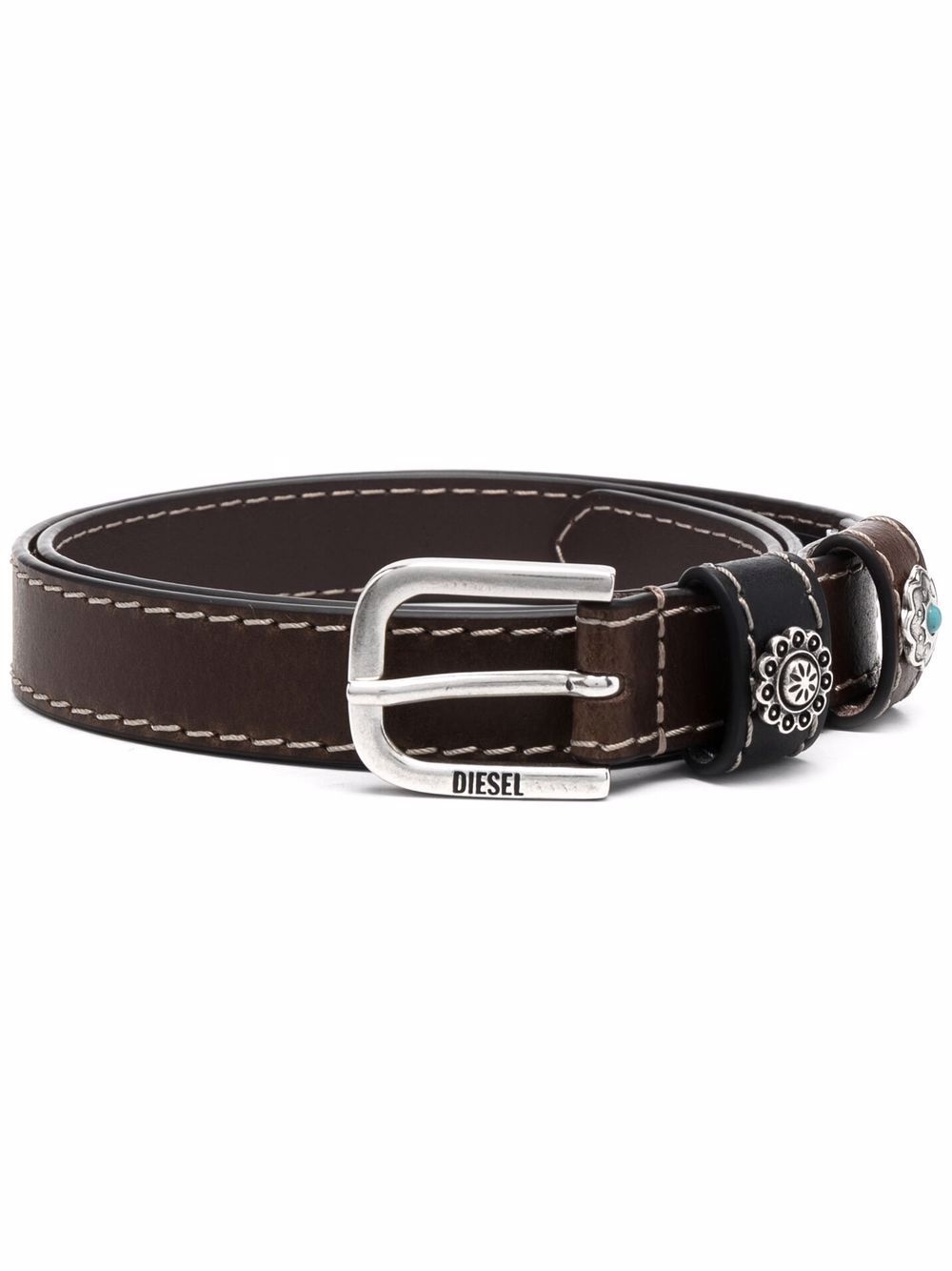 contrasting-stitch belt - 1