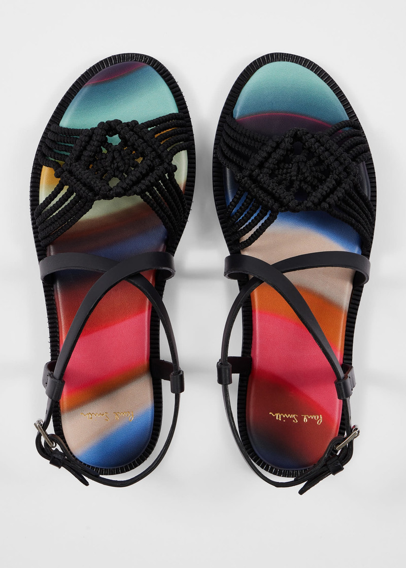 Black 'Nishio' Crochet Sandals 3