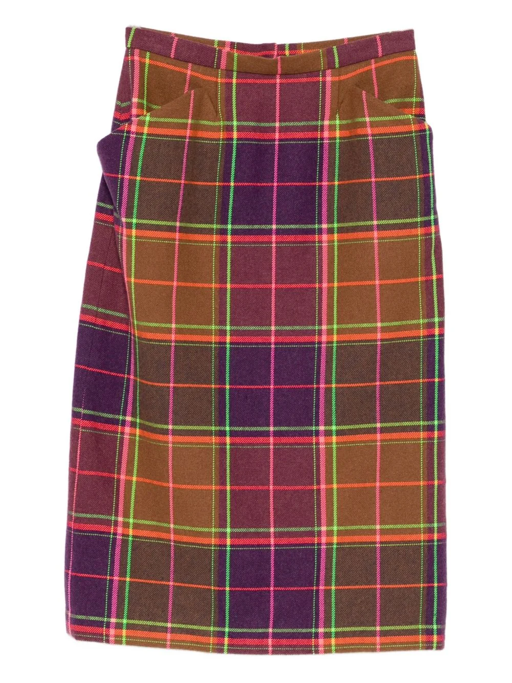 plaid-pattern midi skirt - 1