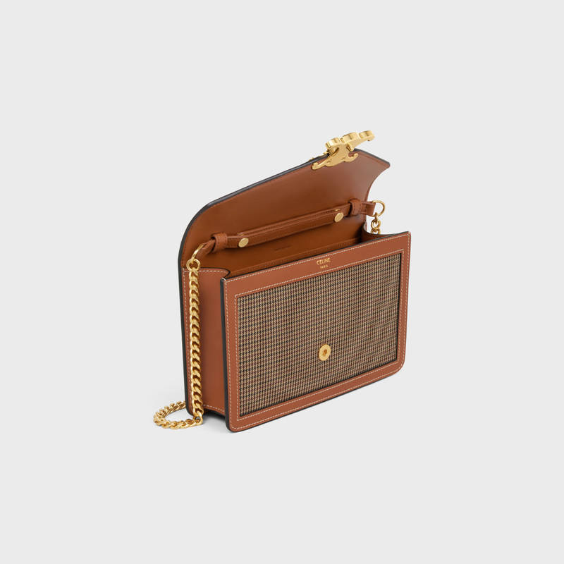 WALLET ON CHAIN MARGO in PIED DE POULE TEXTILE AND CALFSKIN 4