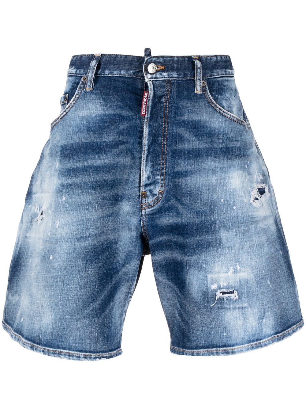 distressed stonewashed denim shorts - 1