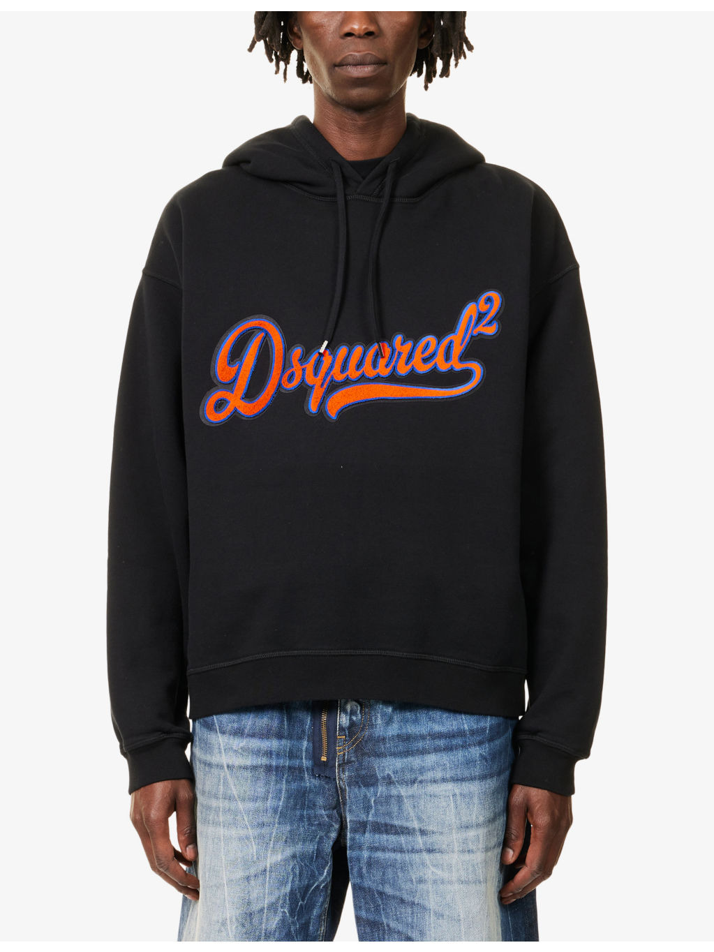 Embossed-Text Relaxed-Fit Cotton-Jersey Hoody - 3