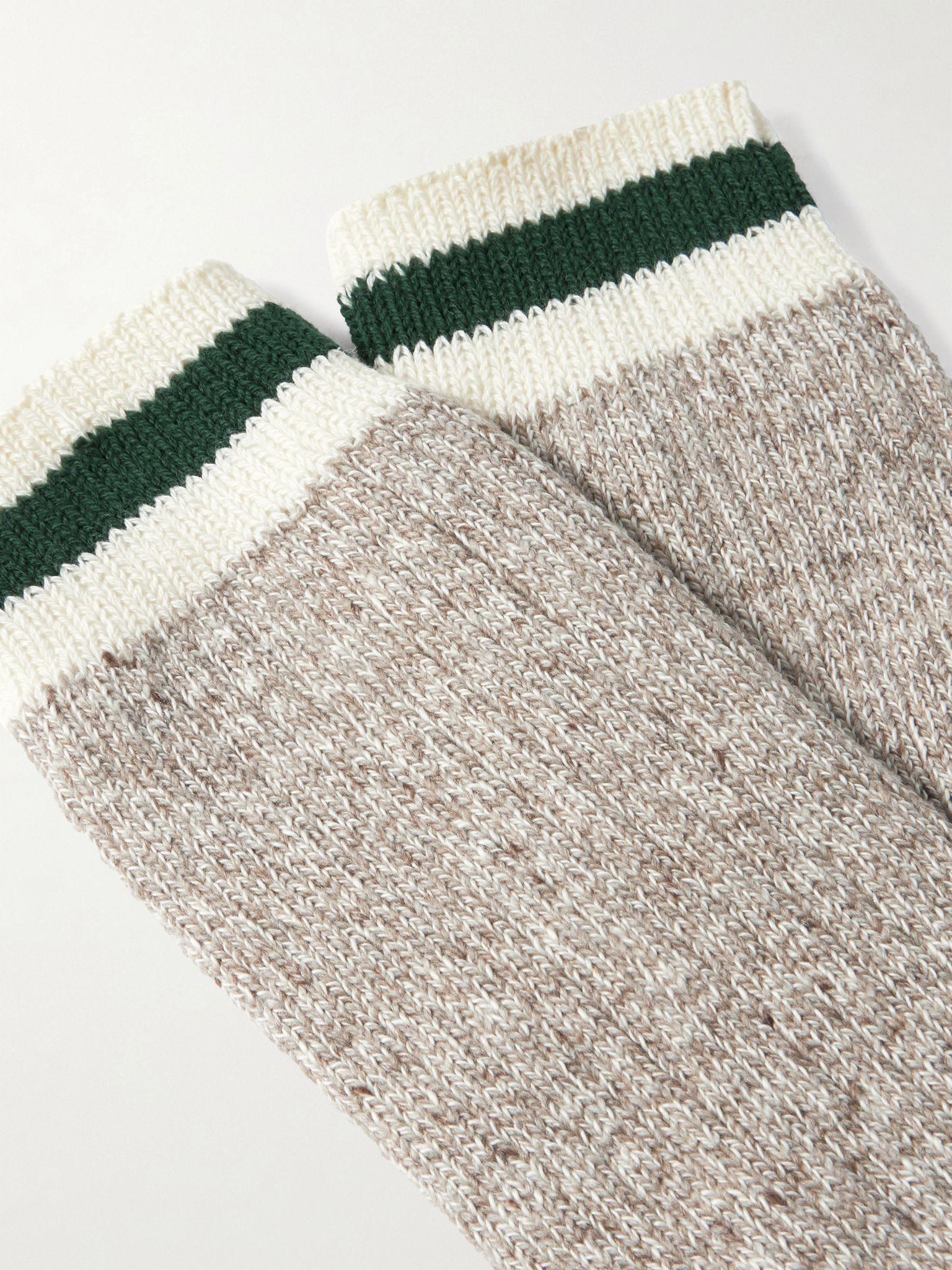 Rag Two-Pack Striped Ribbed-Knit Socks Gray - 2