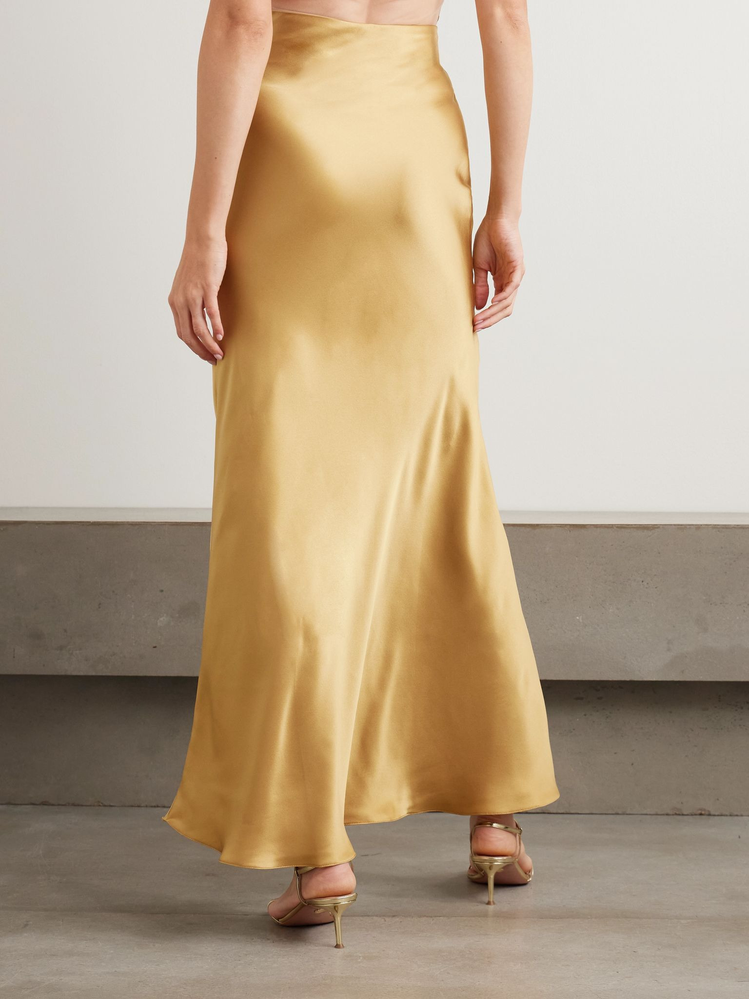 Sublimes silk-charmeuse maxi skirt Gold - 3