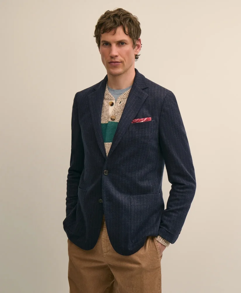 Classic Fit Wool Blend Stripe Knit Sport Coat - 1