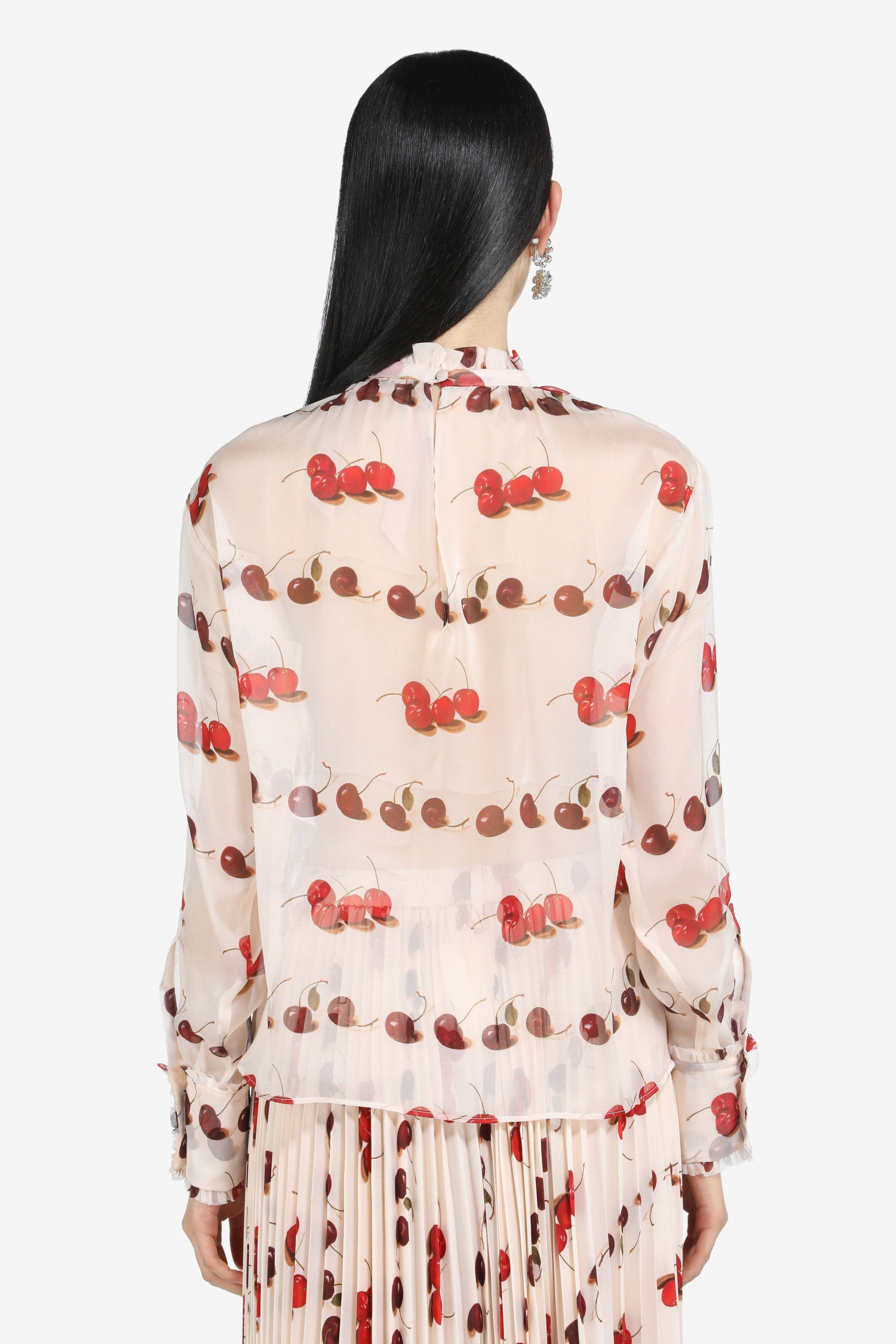 CHERRY-PRINT SILK BLOUSE - 2