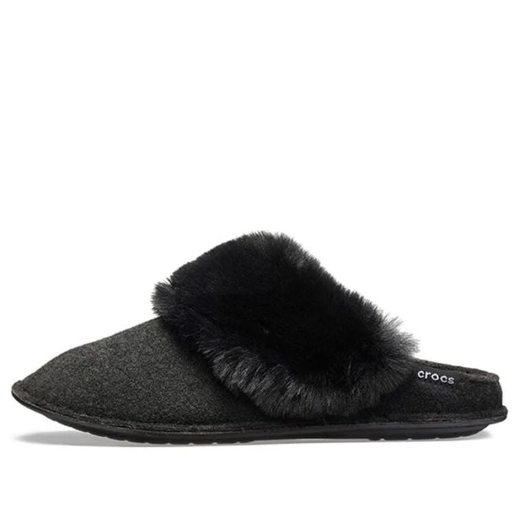 (WMNS) Crocs Mule Fur Slippers 'Black' 205394-001 - 1