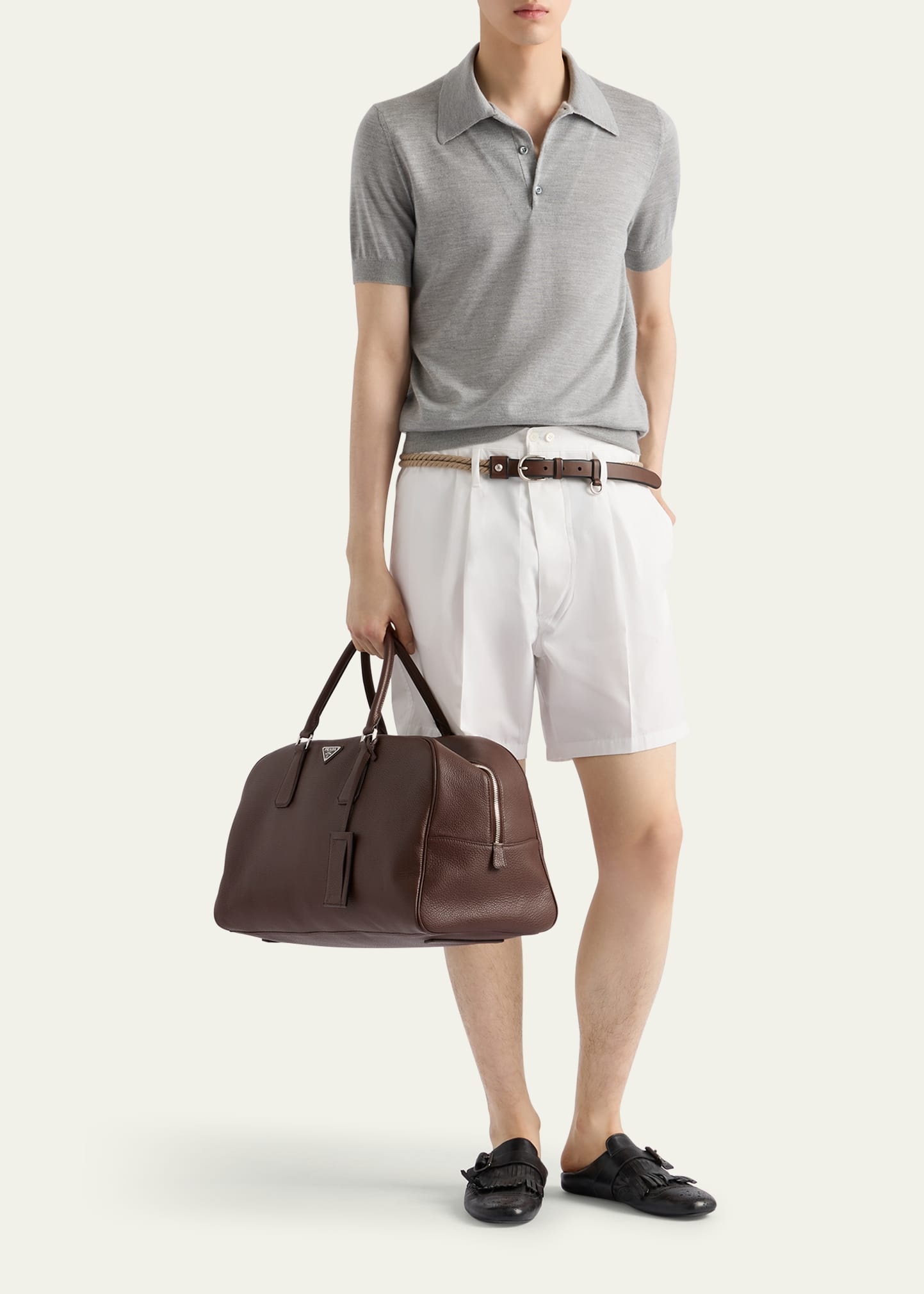 Men's Cashmere and Silk Knit Short-Sleeve Polo Sweater - 2
