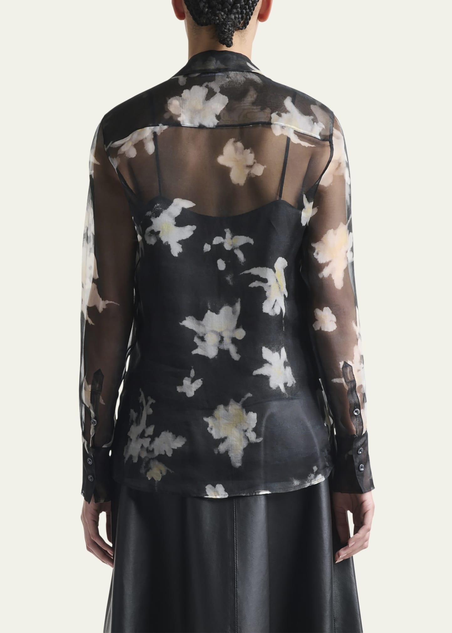Chika Floral Silk Button-Down Top - 3