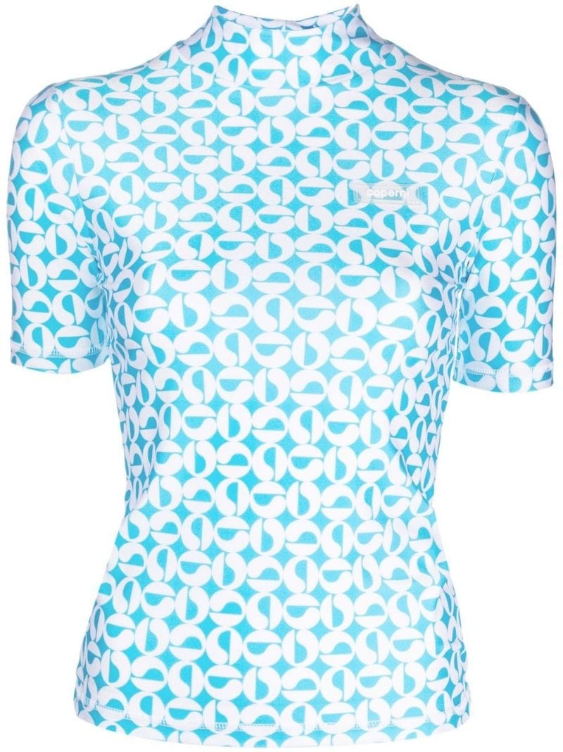 monogram-print high-neck top - 1