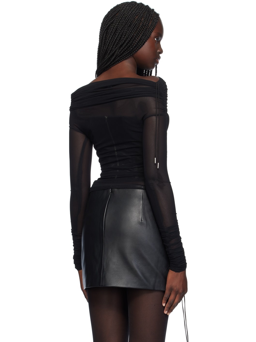 SSENSE Exclusive Black Off-The-Shoulder Long Sleeve T-Shirt - 3