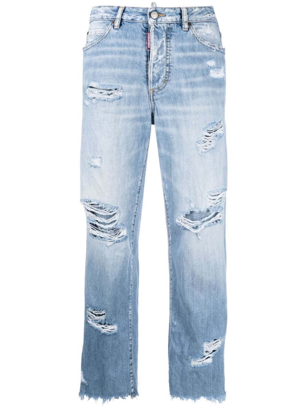 distressed straight-leg jeans - 1