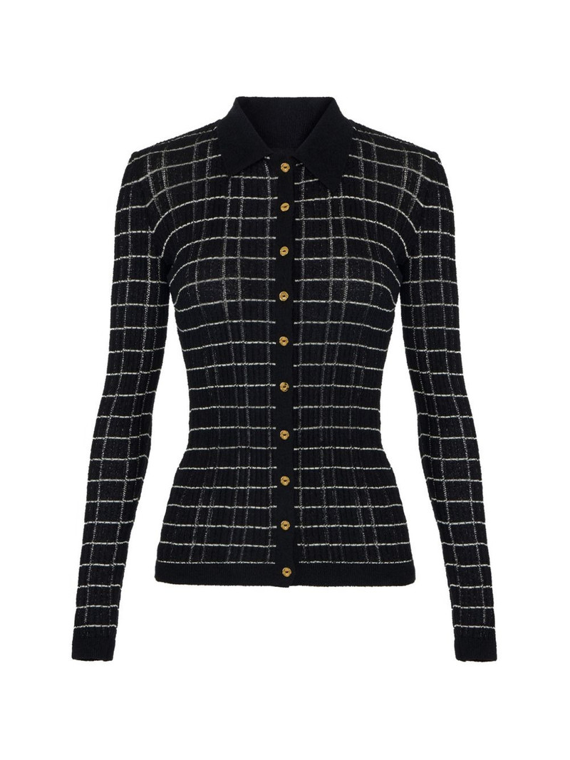 square-pattern cardigan 1