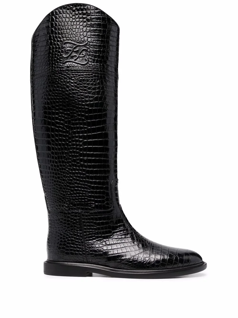 Karligraphy croc-effect knee-high boots - 1